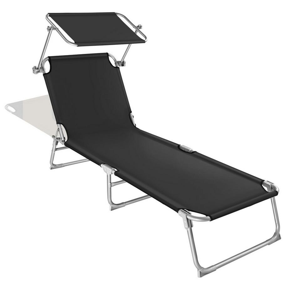 Tectake Gartenliege  klappbar stufenlos verstellbares Sonnendach  