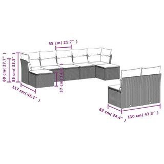 VidaXL Ensemble de canapés de jardin rotin synthétique  