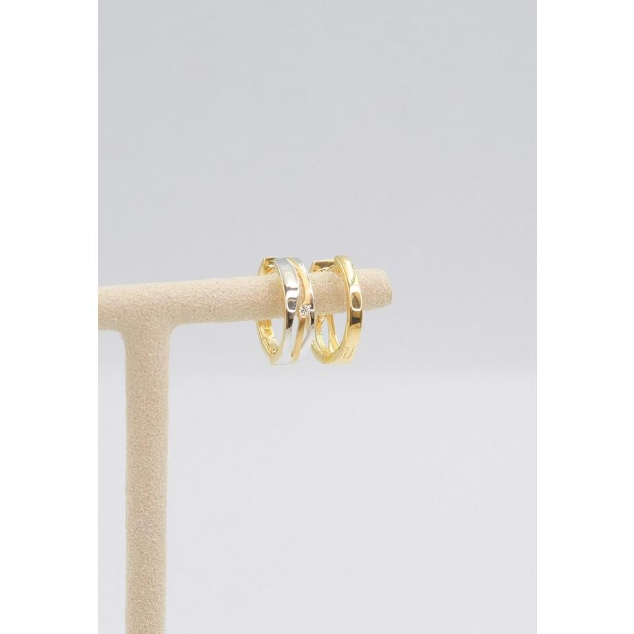 MUAU Schmuck  Créoles bicolores or jaune/blanc 750 diamant 0,03ct. 14mm 