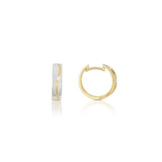 MUAU Schmuck  Créoles bicolores or jaune/blanc 750 diamant 0,03ct. 14mm 