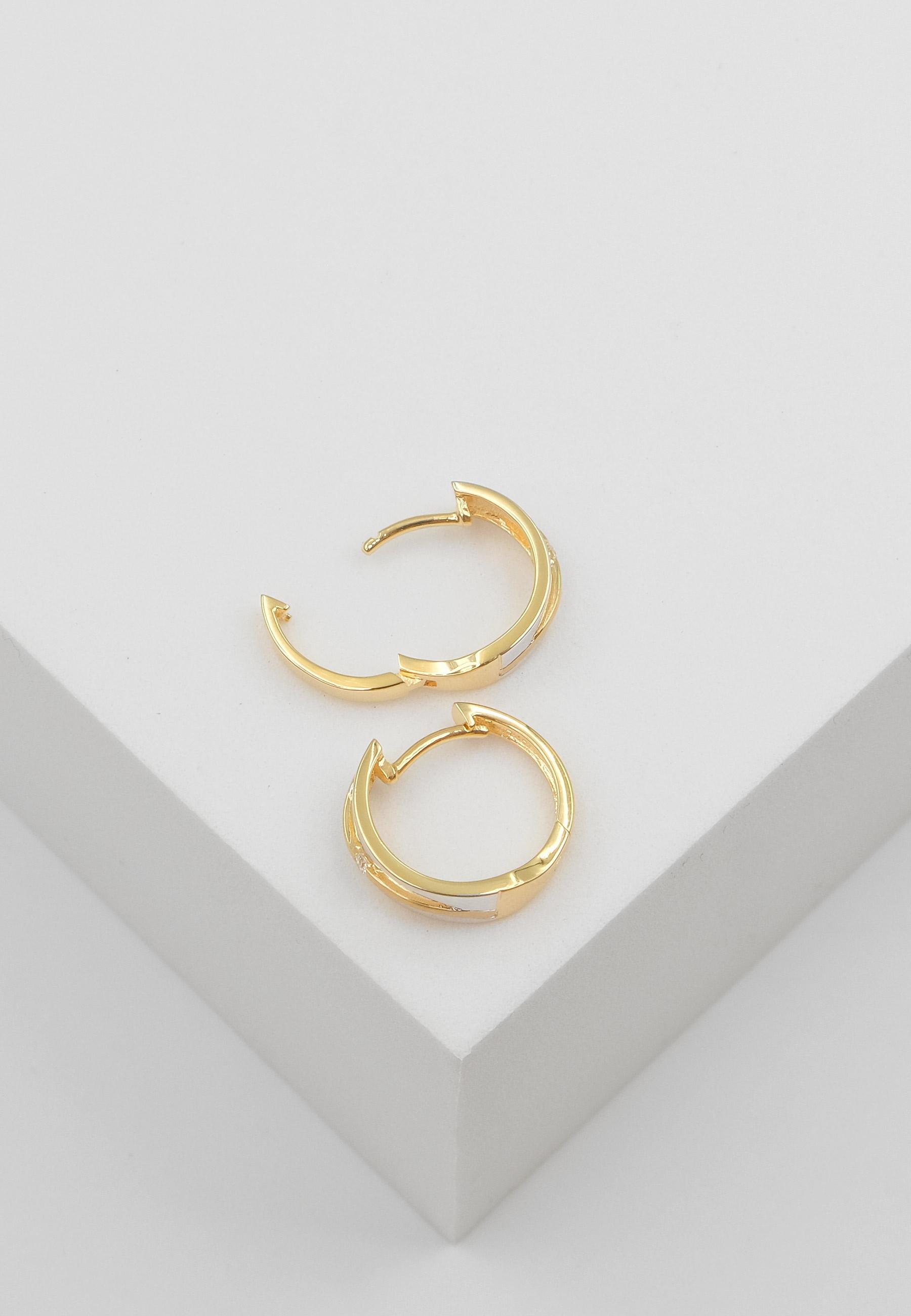 MUAU Schmuck  Creolen Bicolor Gelb-/Weissgold 750 Diamant 0.03ct. 14mm 