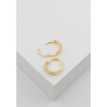 Creolen Bicolor Gelb-/Weissgold 750 Diamant 0.03ct. 14mm