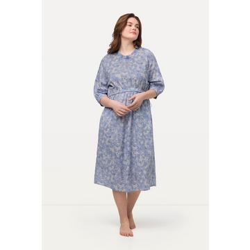 Robe, col rond, cordon, manches 3/4, coton bio