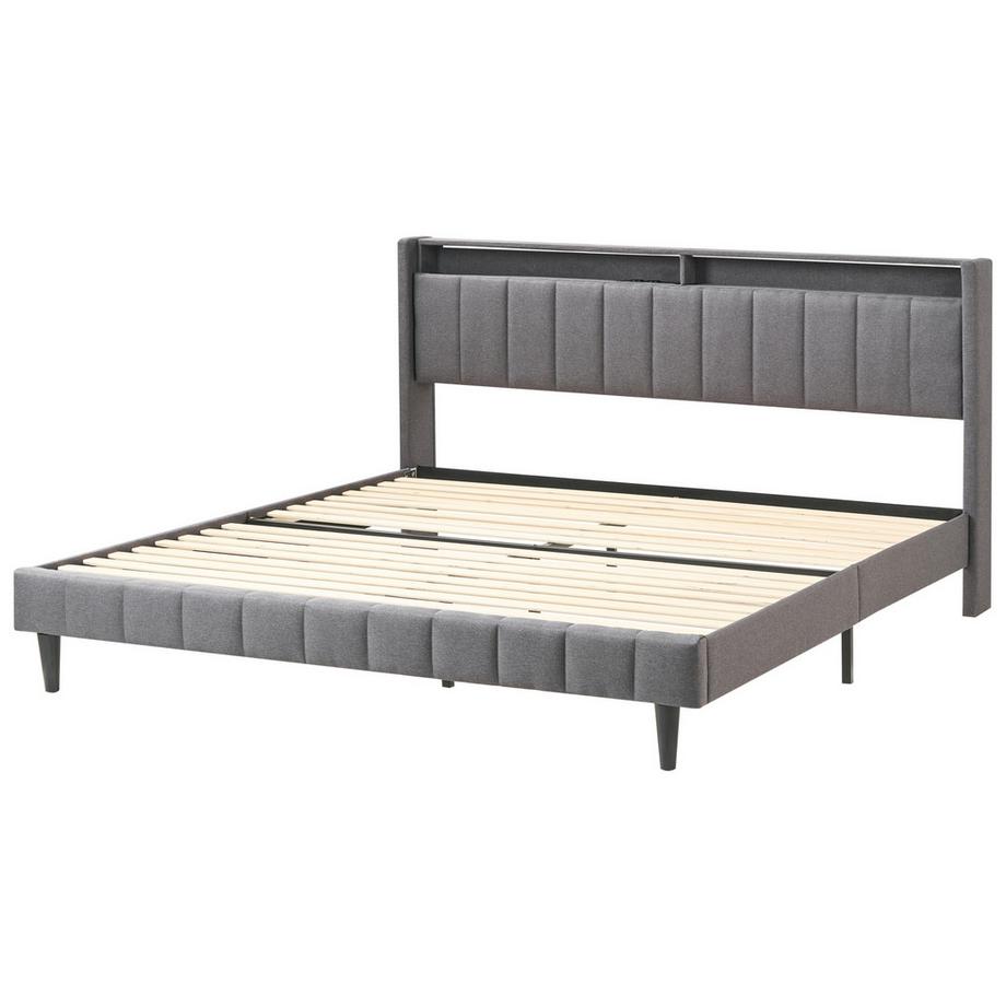 Beliani Letto con LED en Tessuto  BEAULIEU  