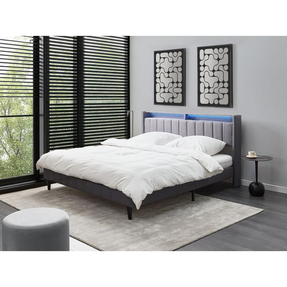 Beliani Letto con LED en Tessuto  BEAULIEU  