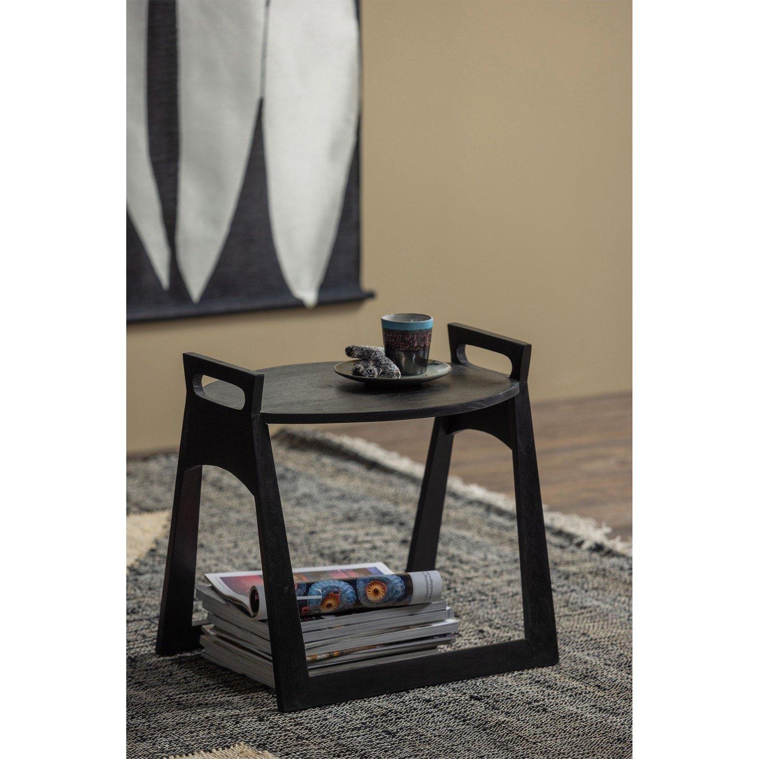 mutoni Table d'appoint Flo Mango noir 49x39  