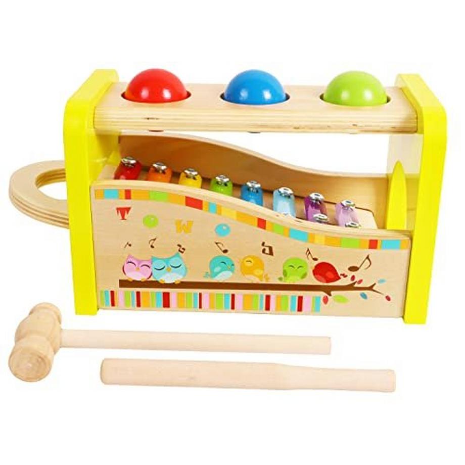 Activity-board  Ensemble de xylophone à boule de marteau en bois - maillets et épingles frappant un banc de frappe à balle 