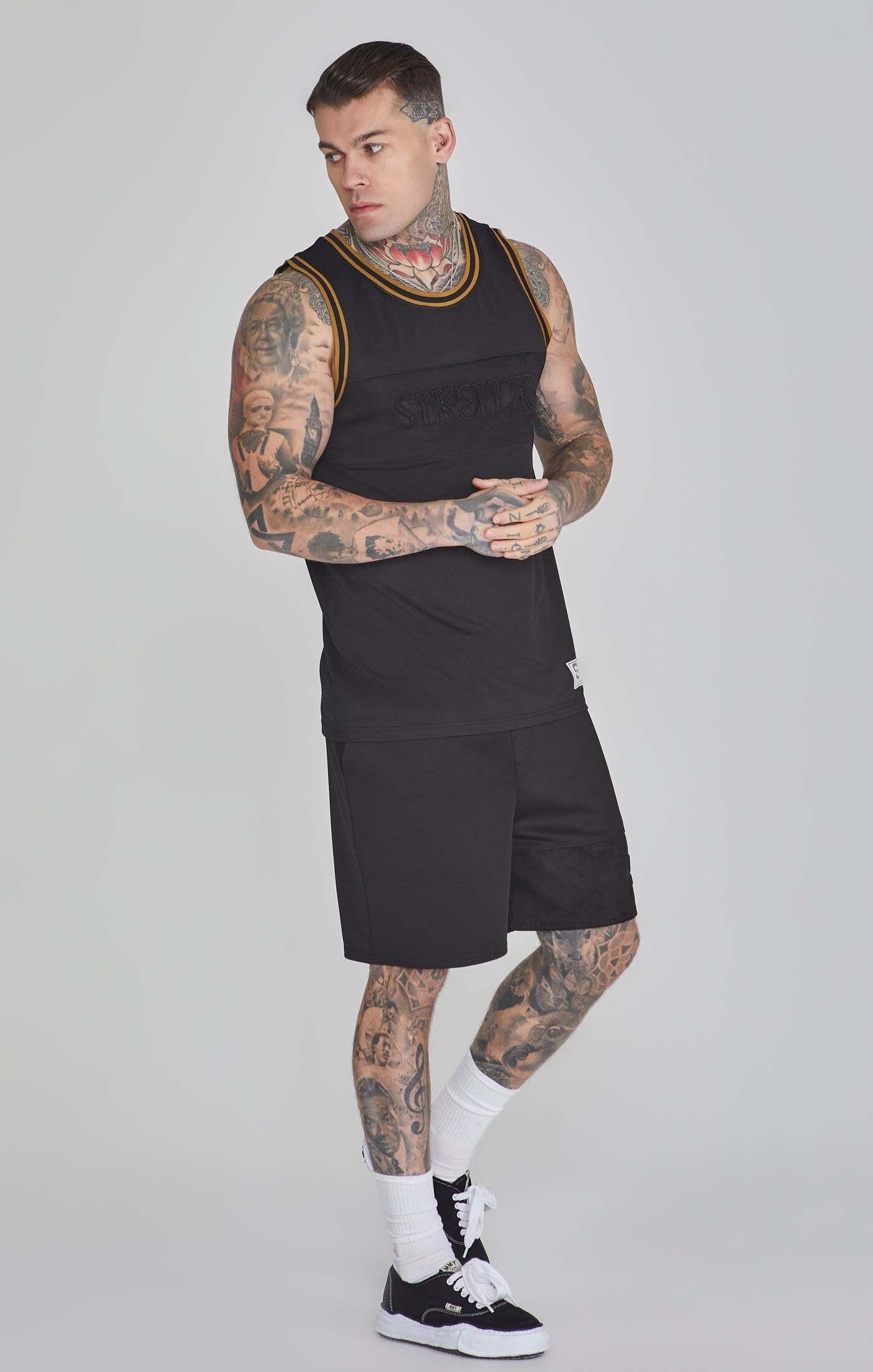 Sik Silk  Top Basketball Vest in Black 