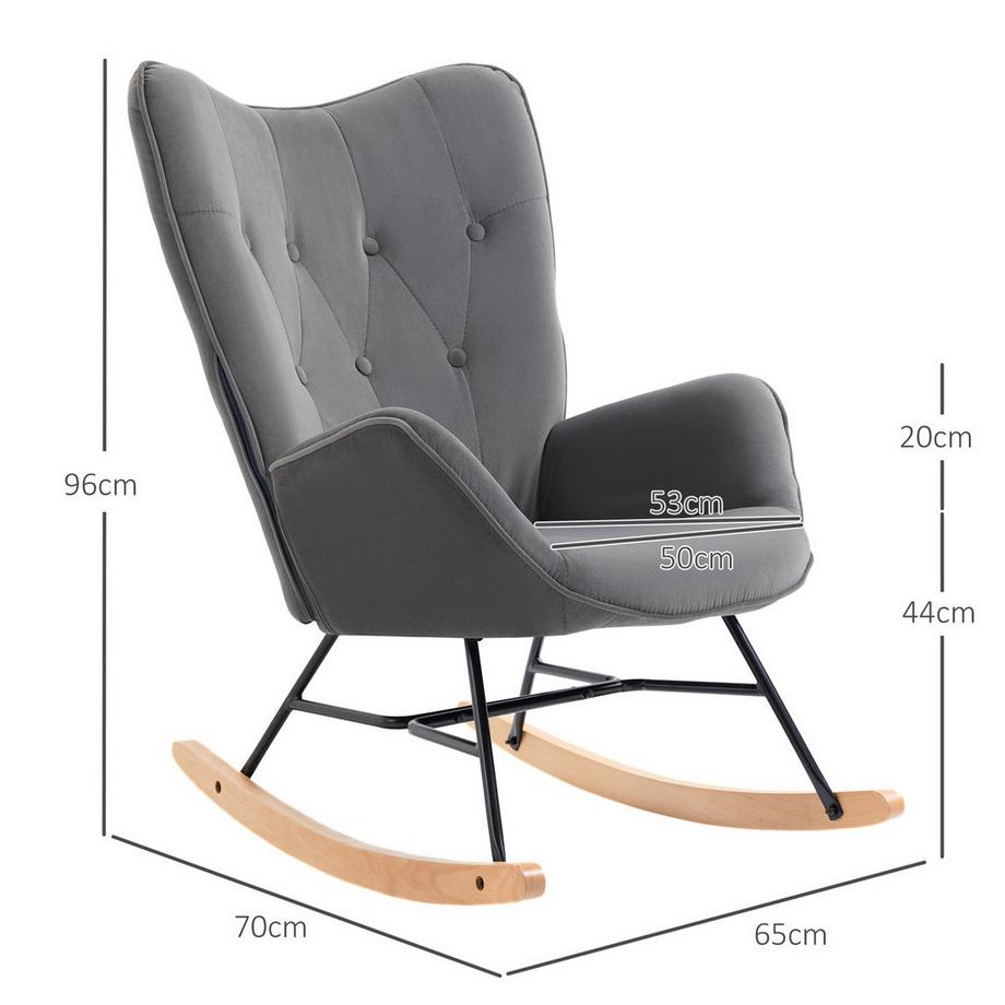 Northio Fauteuil À Bascule Avec Structure En Acier Fauteuil De Relaxation Rembourré Fauteuil Chaise De Salon Chaise De Salon Avec Assise Rembourrée Polyester Imitation Velours  