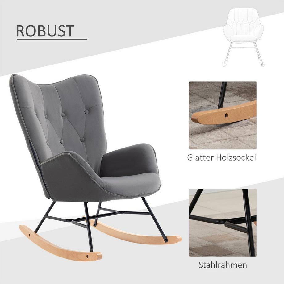 Northio Fauteuil À Bascule Avec Structure En Acier Fauteuil De Relaxation Rembourré Fauteuil Chaise De Salon Chaise De Salon Avec Assise Rembourrée Polyester Imitation Velours  
