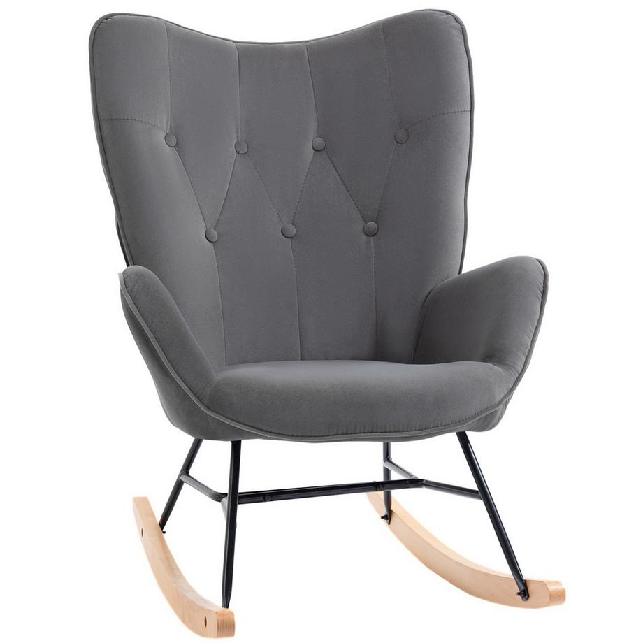Northio Fauteuil À Bascule Avec Structure En Acier Fauteuil De Relaxation Rembourré Fauteuil Chaise De Salon Chaise De Salon Avec Assise Rembourrée Polyester Imitation Velours  