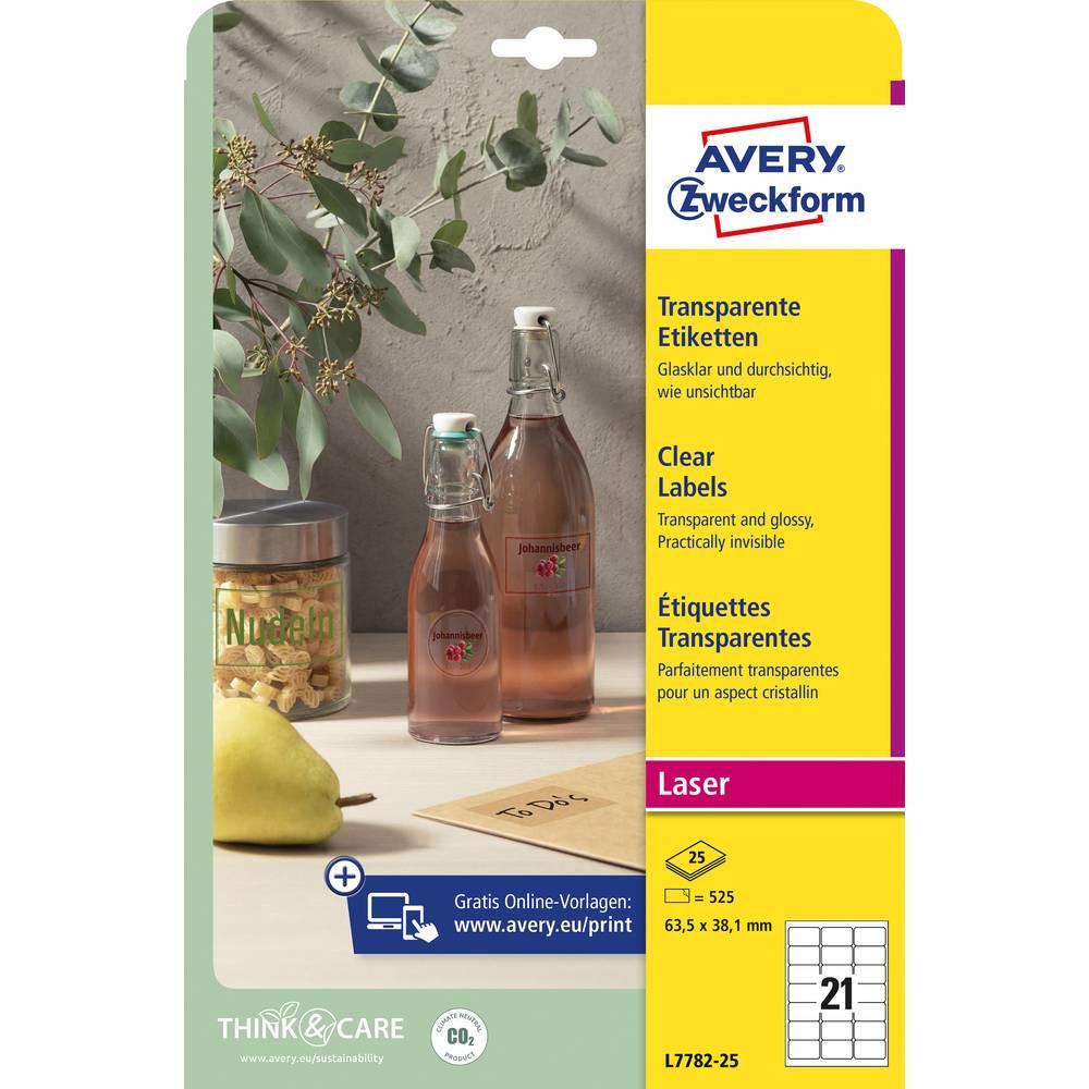 Avery-Zweckform Avery Zweckform Transparente Etiketten, A4, 63.5 x 38.1 mm, 25 Bogen/525 Etiketten  