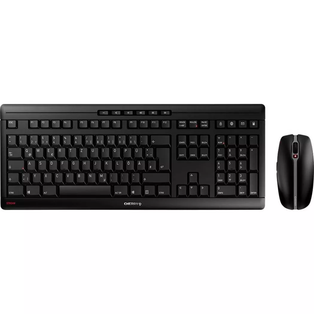 CHERRY Stream Desktop keyboard Mouse included Office RF Wireless QWERTZ German Black