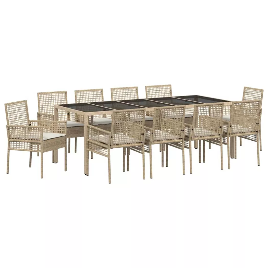 Vidaxl - Set Da Pranzo Per Giardino 11 Pcs Beige Poly Rattan