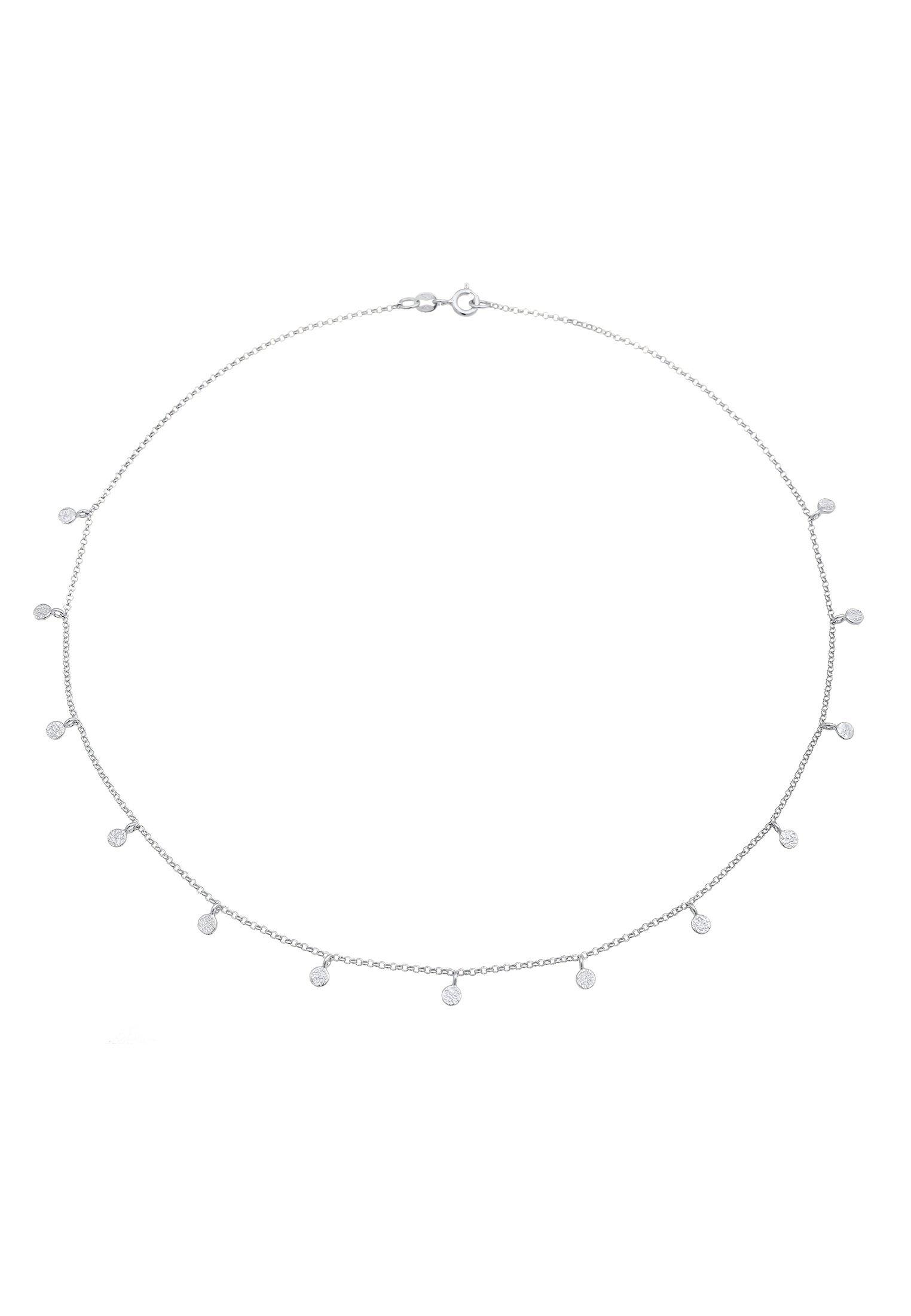 Elli  Halskette Plättchen Coin Rund Matt Struktur 