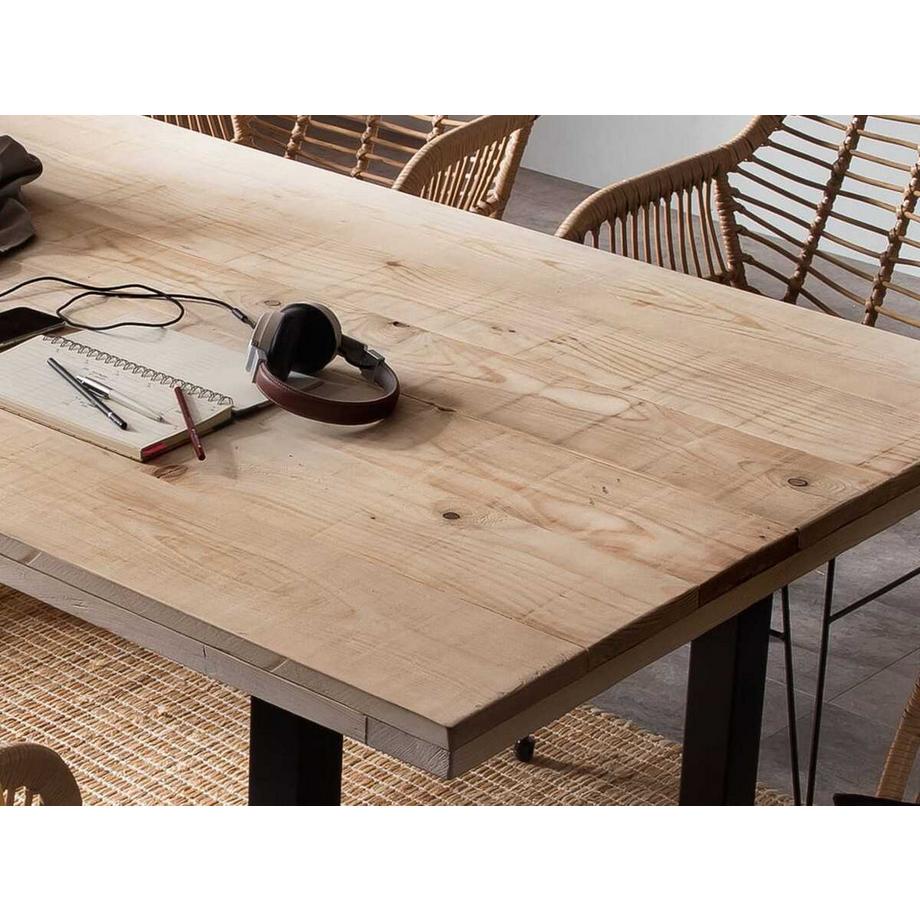 mutoni Table de salle à manger Triana Mango naturel noir 180x100  