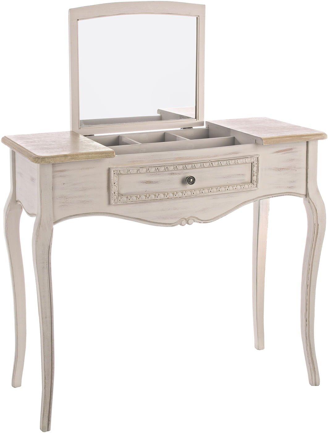 mutoni Coiffeuse console avec miroir de rangement Clarisse 90cm  