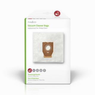 Nedis Sac d'aspirateur | 4 pcs. | Synthétique | Le plus vendu pour : Philips | Blanc  