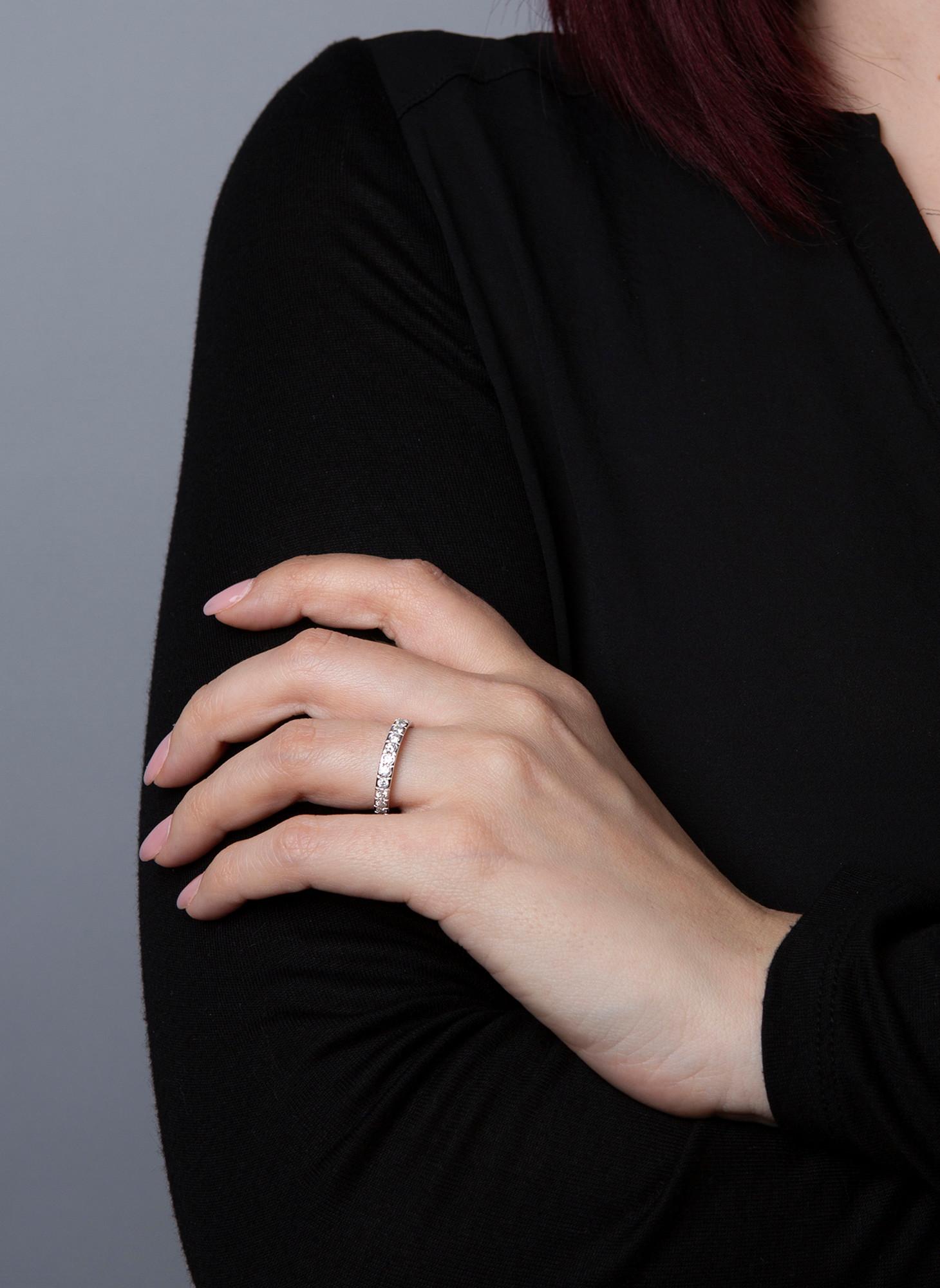 Image of Mémoire-ring 585/14k Weissgold Diamant 1.31ct. Damen Silber 54