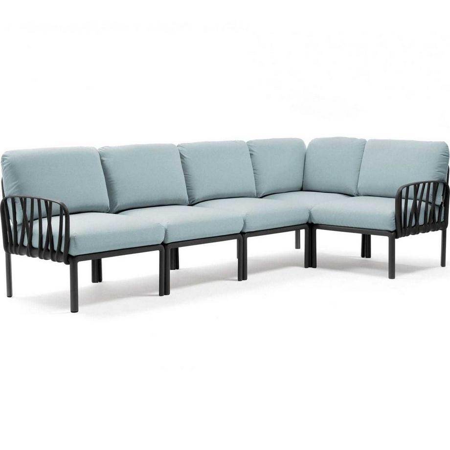 Chaise longue de jardin komodo (5 pièces) anthracite bleu clair