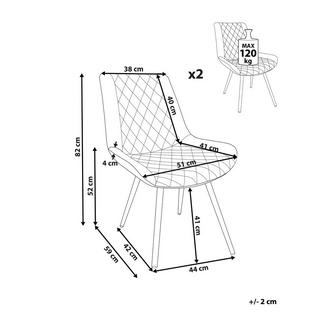 Beliani Lot de 2 chaises de salle à manger en Cuir PU Glamour MARIBEL  