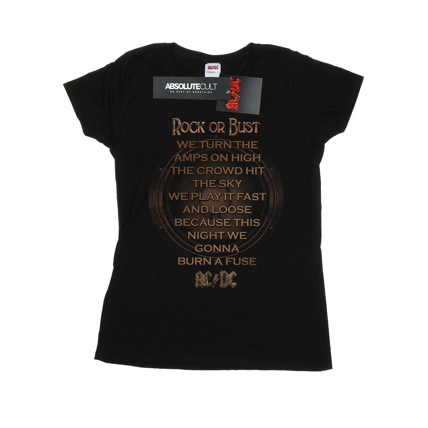 Image of Acdc Rock Or Bust Lyrics Tshirt Damen Schwarz XL