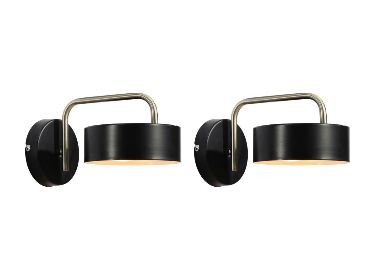 Image of 2er-Set Wandleuchten Vintage - Metall - L 24 x H 14,5 cm - Schwarz & Goldfarben - OTILIE 2er-Set Wandleuchten Vintage - Metall - L 24 x H 14,5 cm - Schwarz & Goldfarben - OTILIE