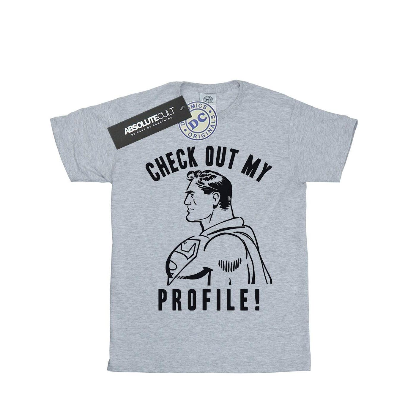 Image of Superman Check Out My Profile Tshirt Mädchen Grau 140/146