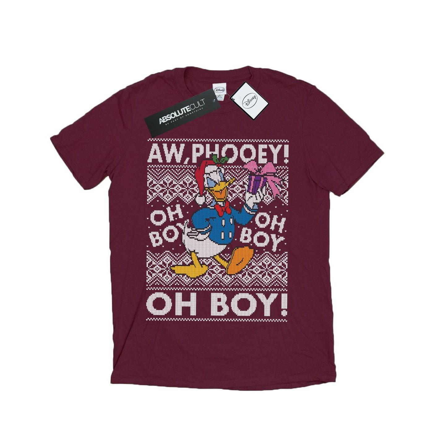 Image of Donald Duck Christmas Fair Isle Tshirt Herren Weinrot L