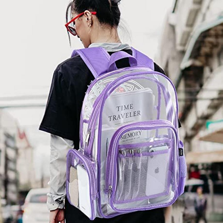 Only-bags.store Sac à Dos Scolaire en Plastique Transparent Imperméable Durable PVC  