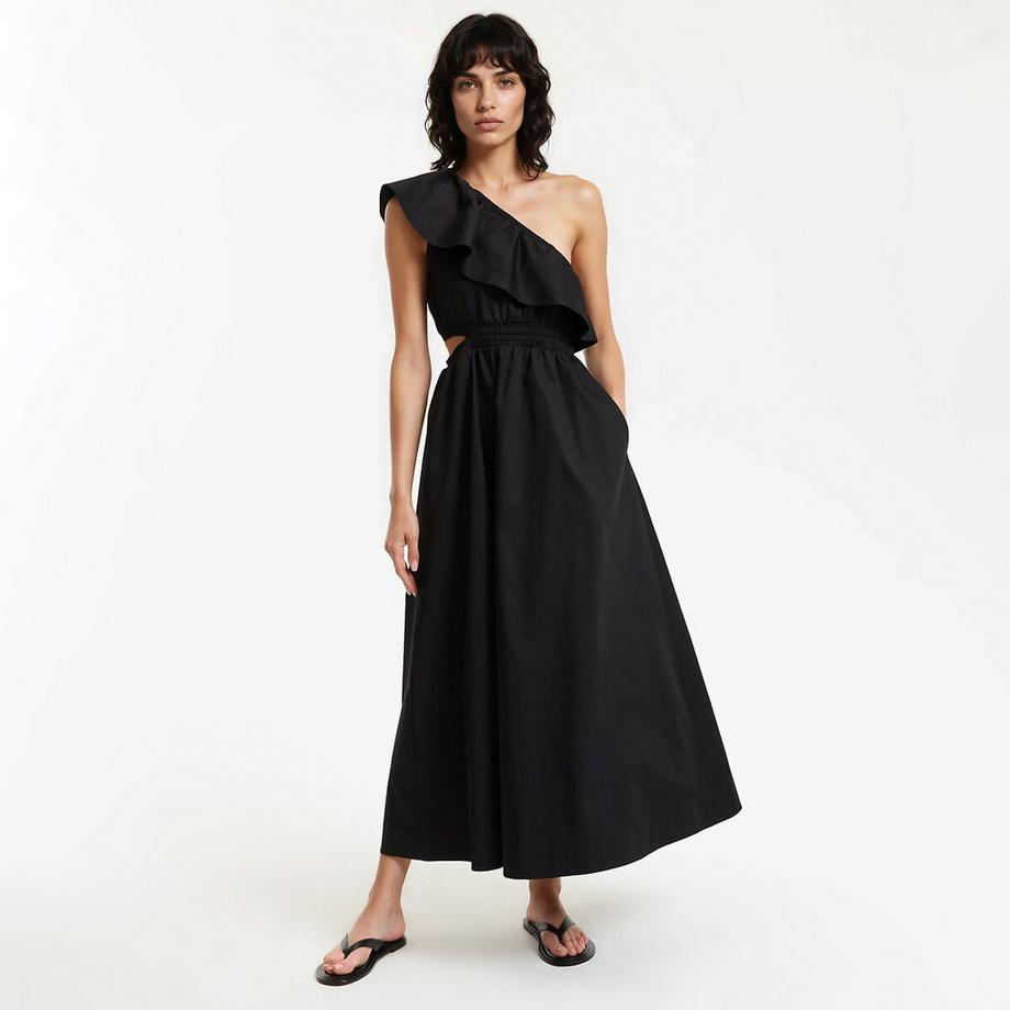 Robe longue asymétrique à volant