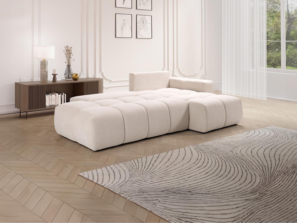 Vente-unique Ecksofa mit Schlaffunktion - Ecke rechts - Stoff - Beige - TRIMALDI  