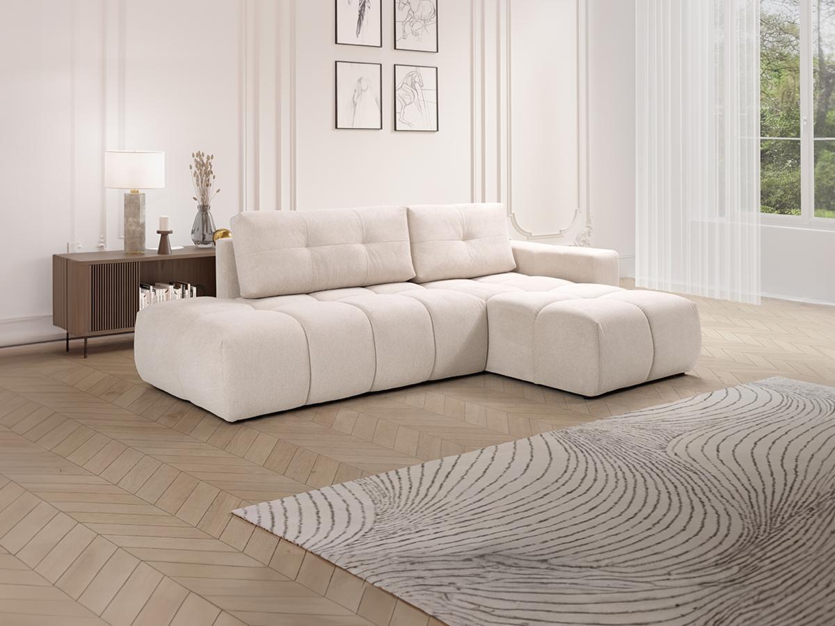 Vente-unique Ecksofa mit Schlaffunktion - Ecke rechts - Stoff - Beige - TRIMALDI  