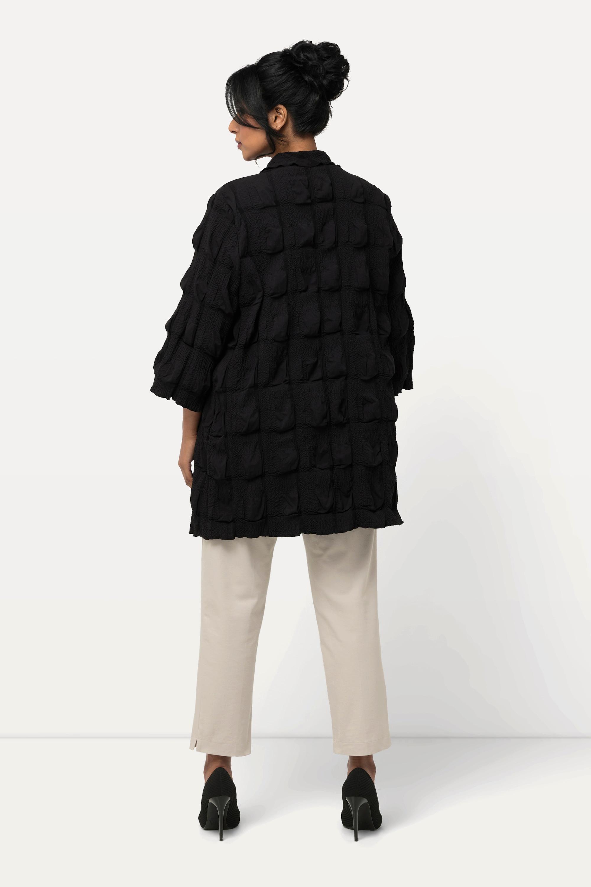 Ulla Popken Giacca Struttura 3D Linea A Scollo V Maniche 3/4  