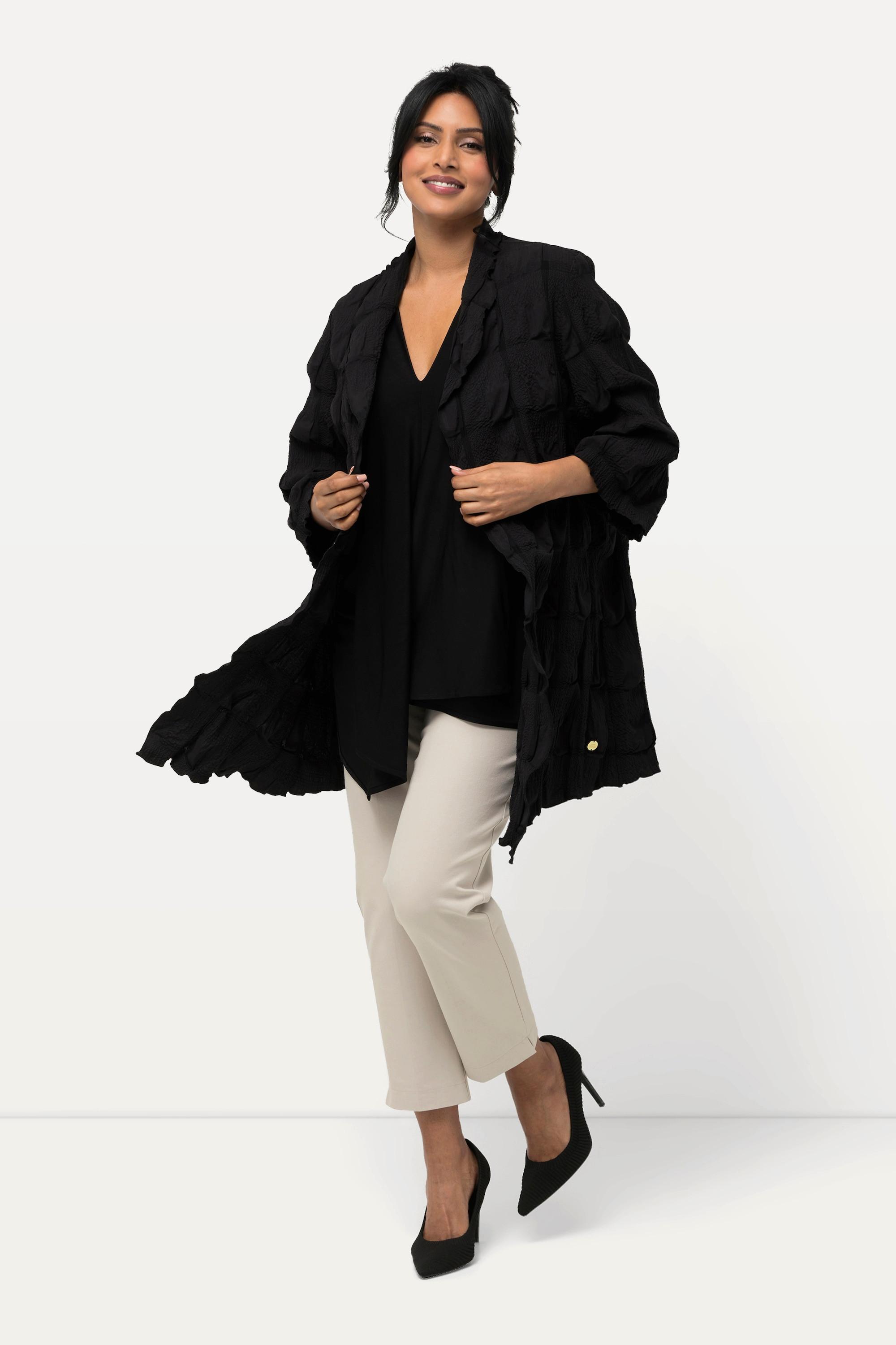 Ulla Popken Giacca Struttura 3D Linea A Scollo V Maniche 3/4  