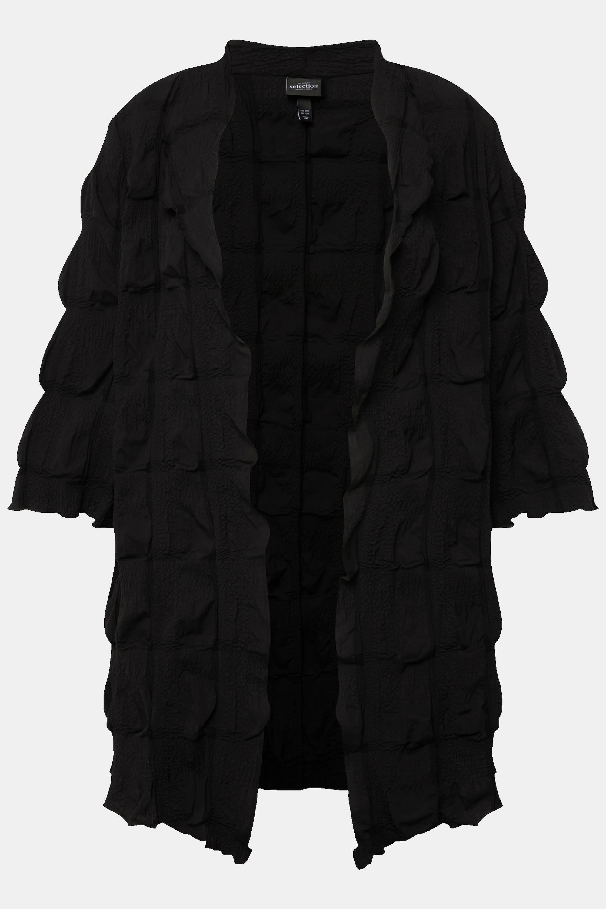 Ulla Popken Giacca Struttura 3D Linea A Scollo V Maniche 3/4  