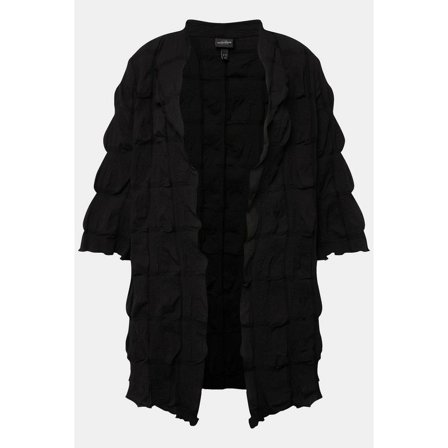 Ulla Popken Veste Structure 3D Coupe A Col V Manches 3/4  