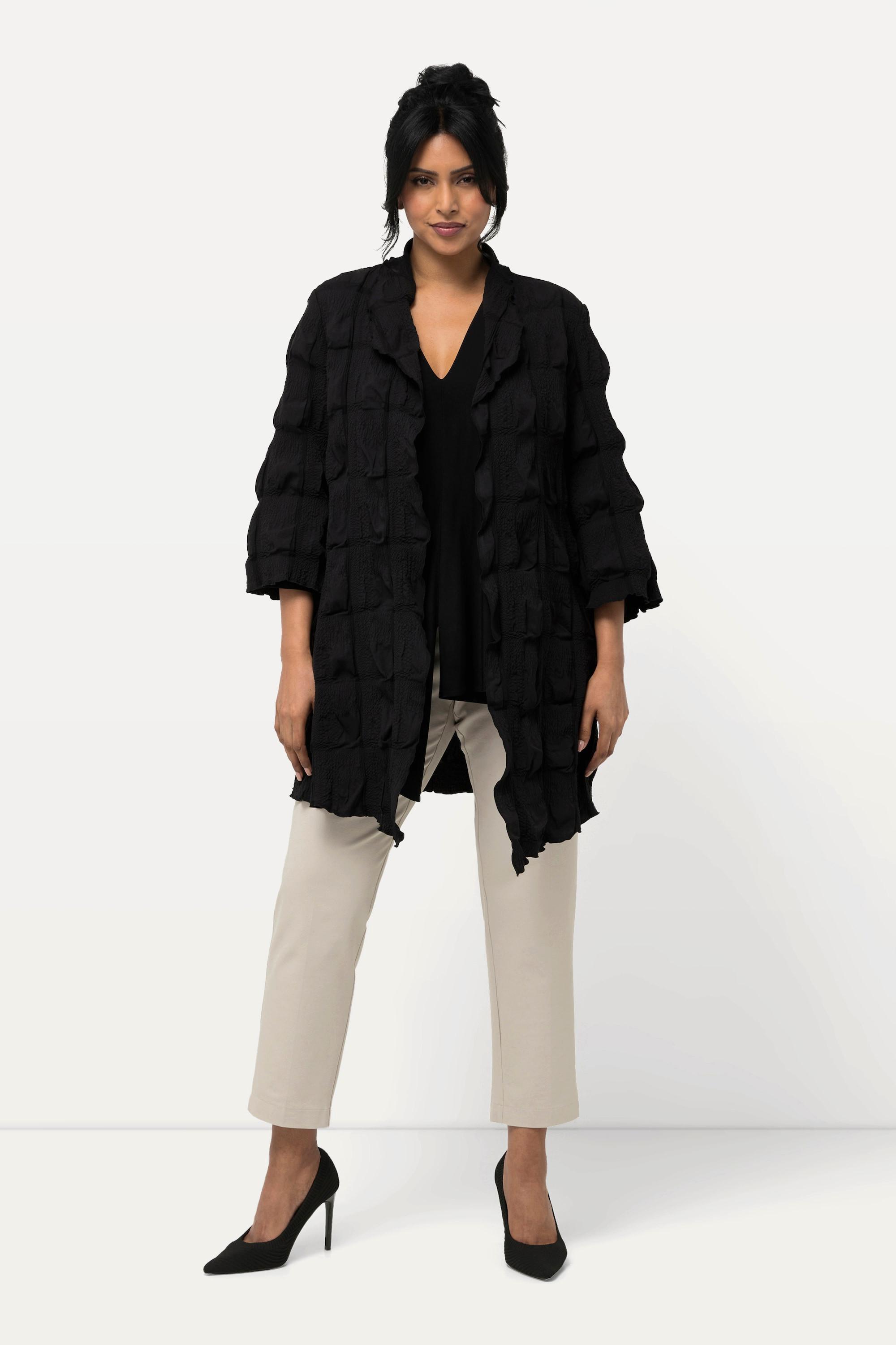 Ulla Popken Giacca Struttura 3D Linea A Scollo V Maniche 3/4  