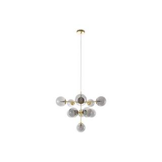 Vente-unique Lampadario 11 sfere D. 61 x H. 144 cm in Metallo e Vetro fumé brillante Dorato - SOFIA  