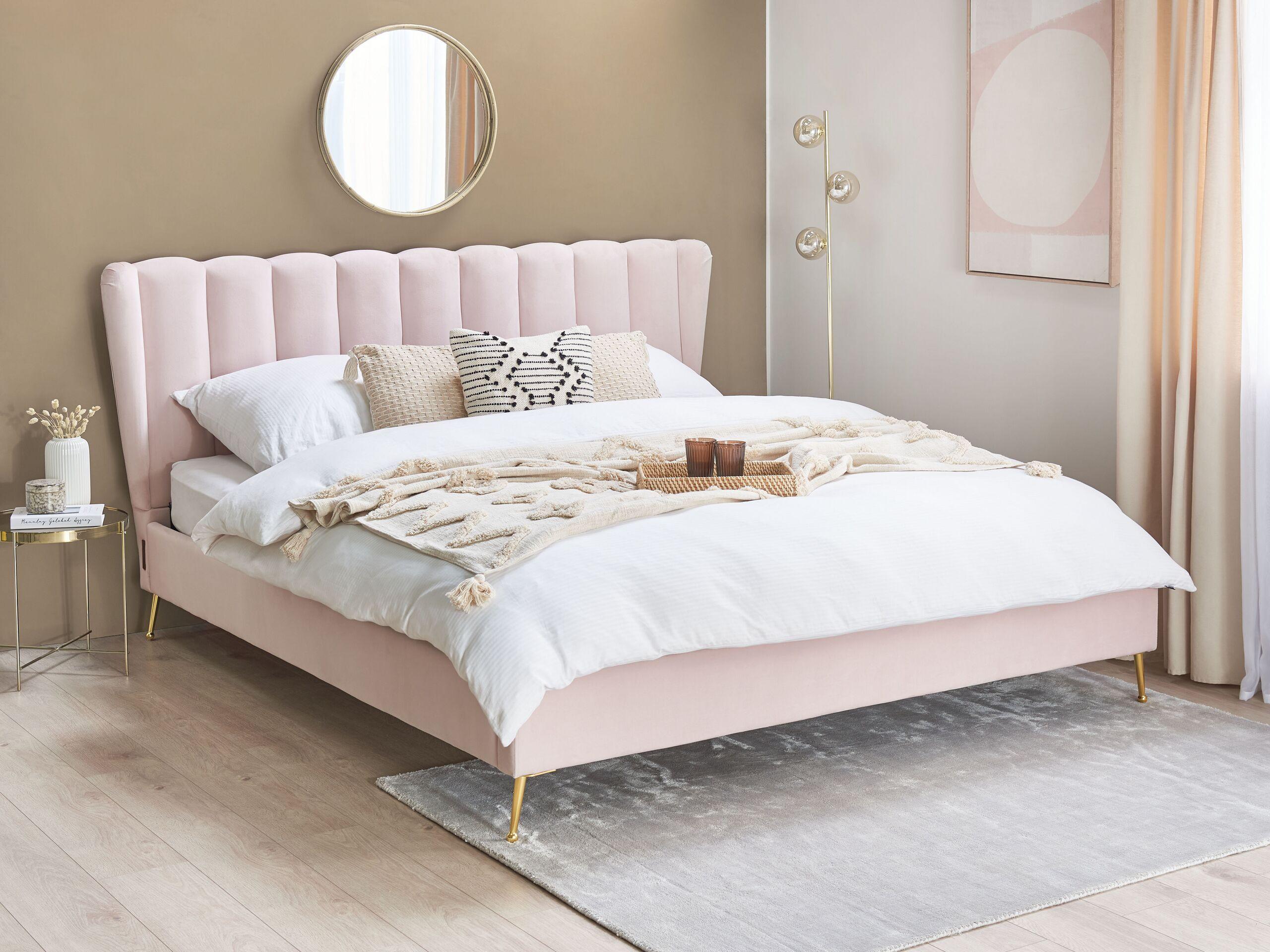 Beliani Bett mit Lattenrost aus Samtstoff Modern MIRIBEL  