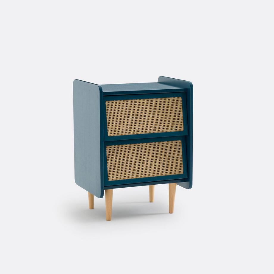 Chevet 2 tiroirs en cannage