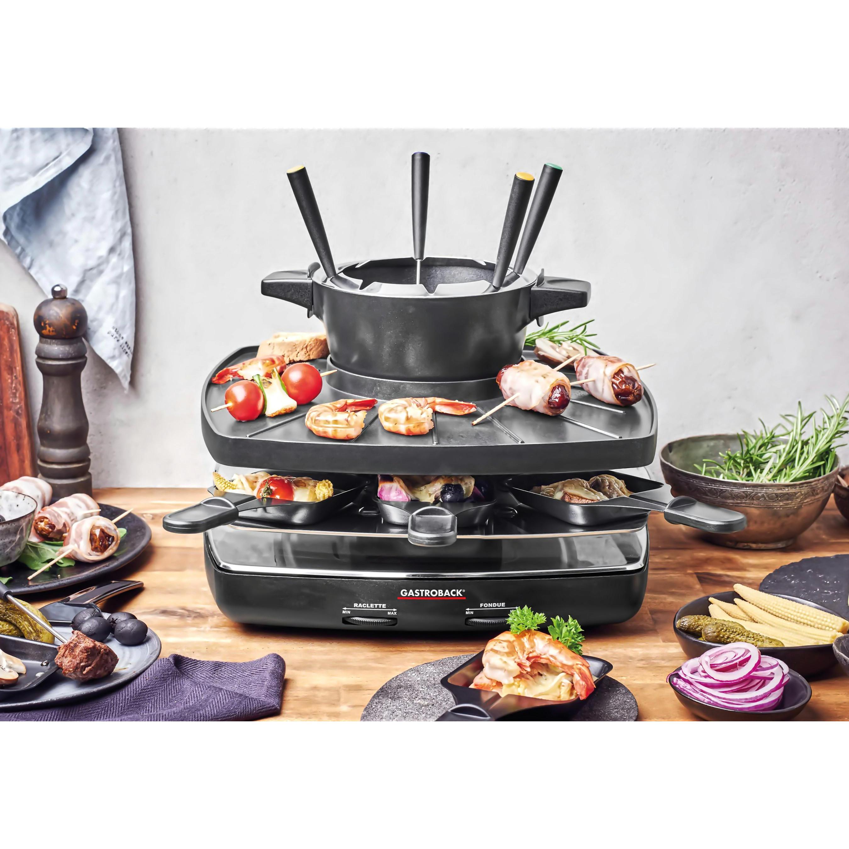 ABB Stotz S&J  GASTROBACK RACLETTE FONDUE SET FAMILY AND FRIENDS GRIGLIA PER RACLETTE 8 PERSONA(E) 1200 W NERO 