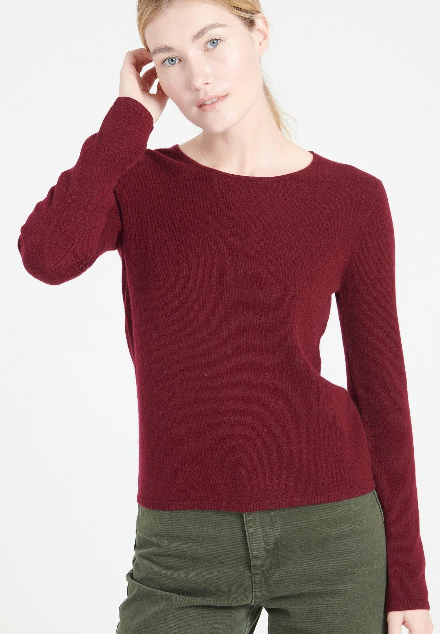 Image of Lilly 1 Pullover Mit Tailliertem Rundhalsausschnitt - 100% Kaschmir Damen Bordeaux S