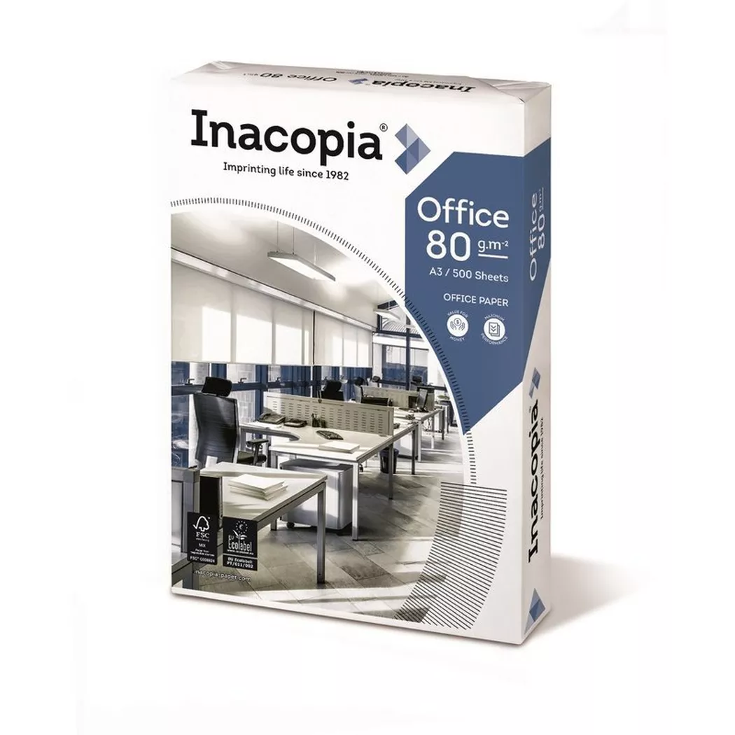 INACOPIA – Kopierpapier Office A3 976569 80g, 500 Blatt, Weiss, 210x297mm