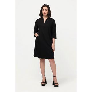 Ulla Popken  Kleid, A-Linie, Stehkragen, 3/4-Arm, Leinenmix 