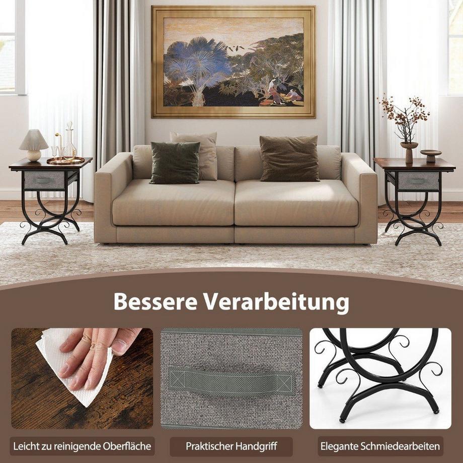 Northix Nachttisch mit Stoffschublade  