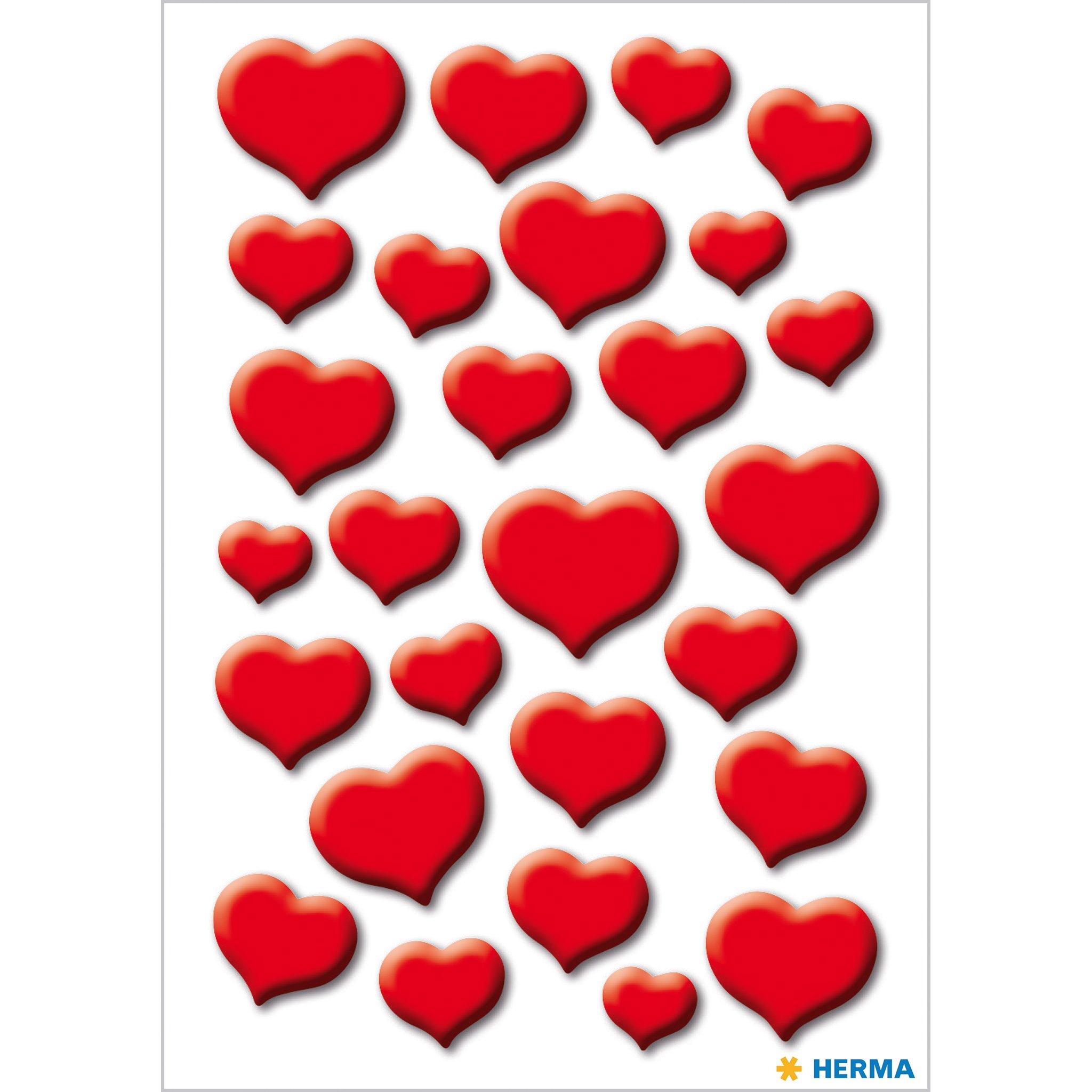 HERMA  HERMA Red hearts, stone autocollant décoratif Pellicule Rouge Permanent 27 pièce(s) 