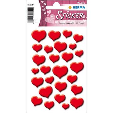 HERMA Red hearts, stone autocollant décoratif Pellicule Rouge Permanent 27 pièce(s)