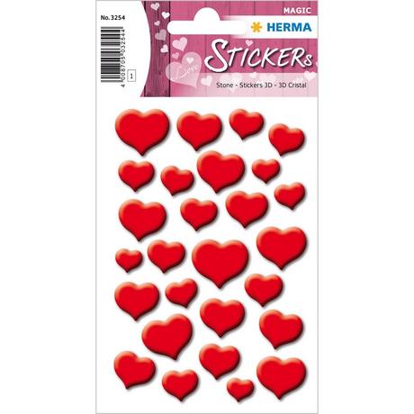 HERMA  HERMA Red hearts, stone autocollant décoratif Pellicule Rouge Permanent 27 pièce(s) 