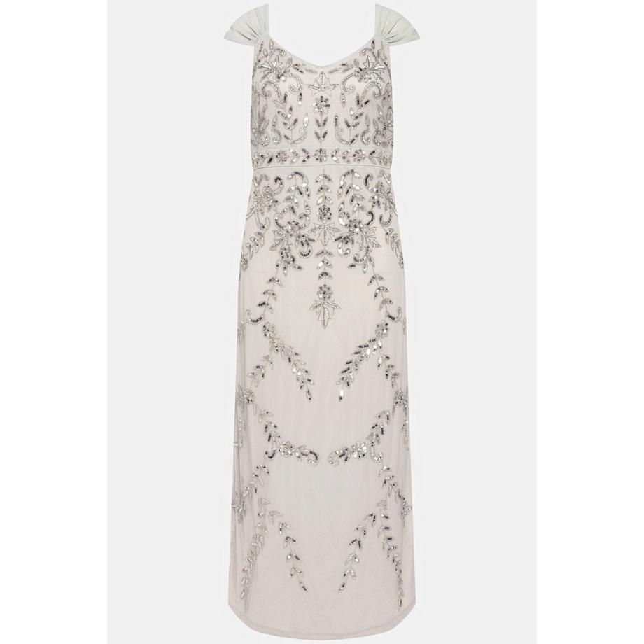 Ulla Popken Pailletten A-Linie V-Ausschnitt Trägerkleid  